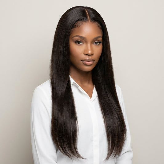 Perruque lisse taille 26 closure HD 5x5 couleur 1B